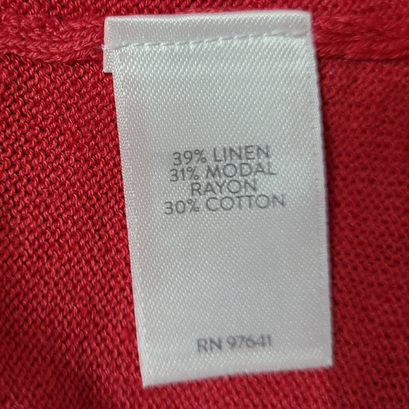 (508) J.Jill Woman's Open Sweater, Size: XS Petite Color: Red - Picture 14 of 16
